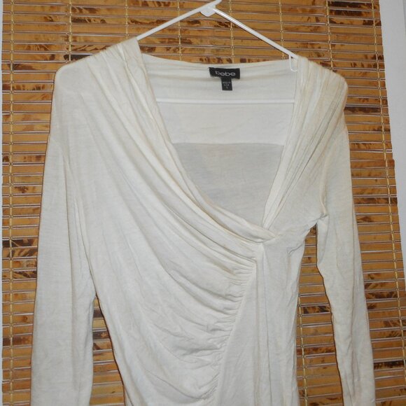 Bebe White Wrap Front Long Sleeve Top *Size: S - Picture 2 of 5